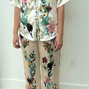 Vibrant Floral Satin Pajama Set